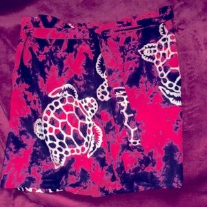 NWOT PINK & Navy blue tie dye sarong w sea turtle  - OS (c measurements)